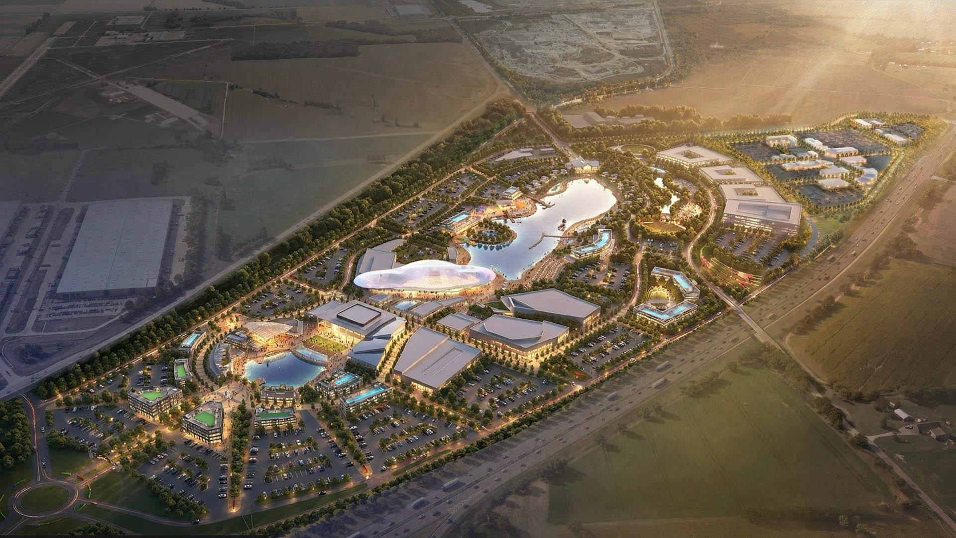 Aerial rendering of the proposed Velocity district in Gardner, Kansas